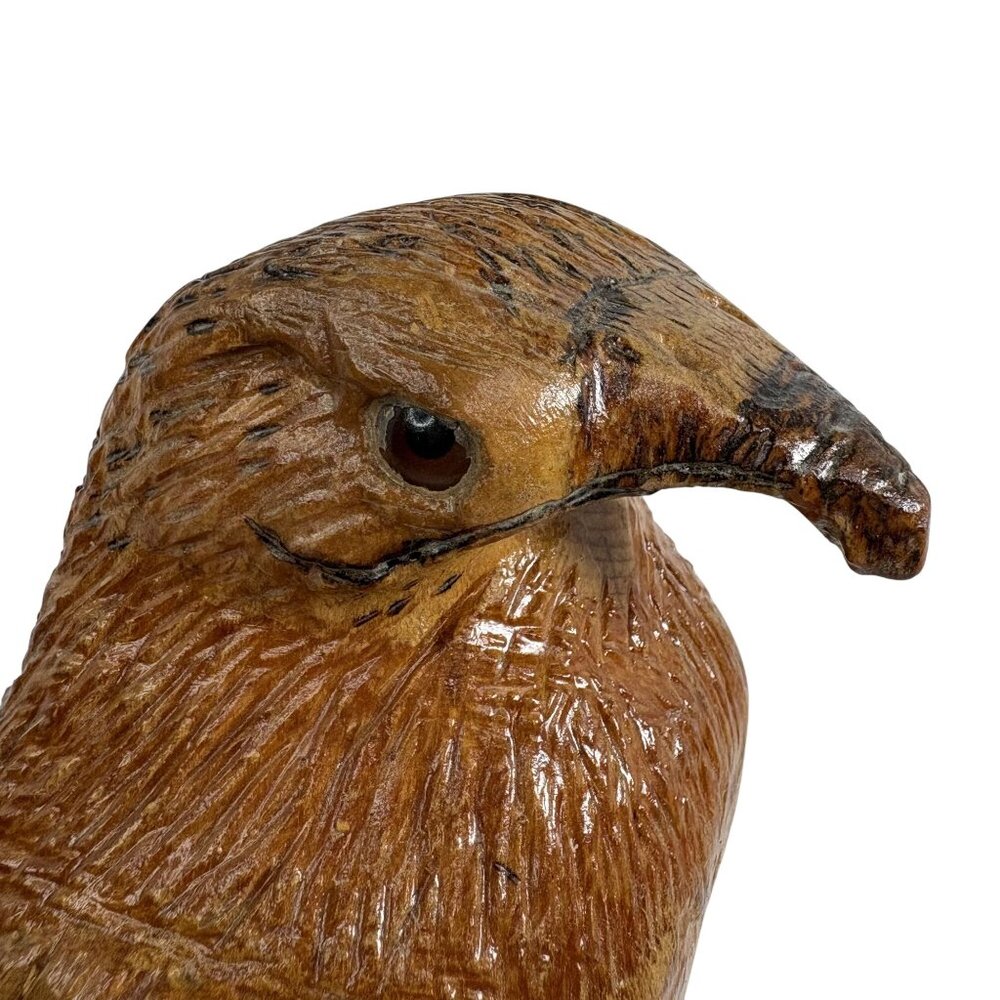 Hand Carved Wooden Hawk Falcon Sculpture Signed Mel Watson Raptor Bird Statue 16 - Picture 6 of 16